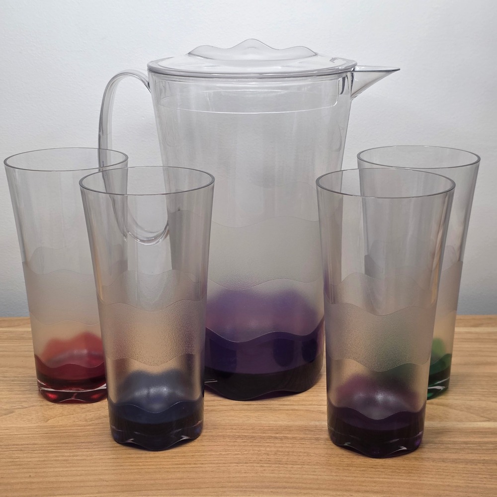 Tupperware Sheerly Elegant Illusions Jewel Tones Tumblers & Pitcher Set of 5
